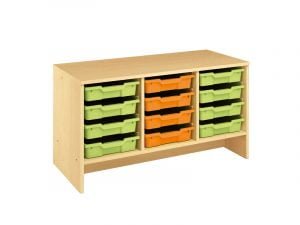 Rangement pour bacs en bois et plastique S