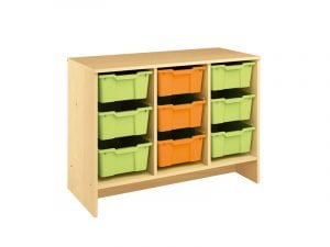 Rangement pour bacs en bois et plastique M
