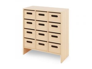 Rangement pour bacs en bois et plastique L