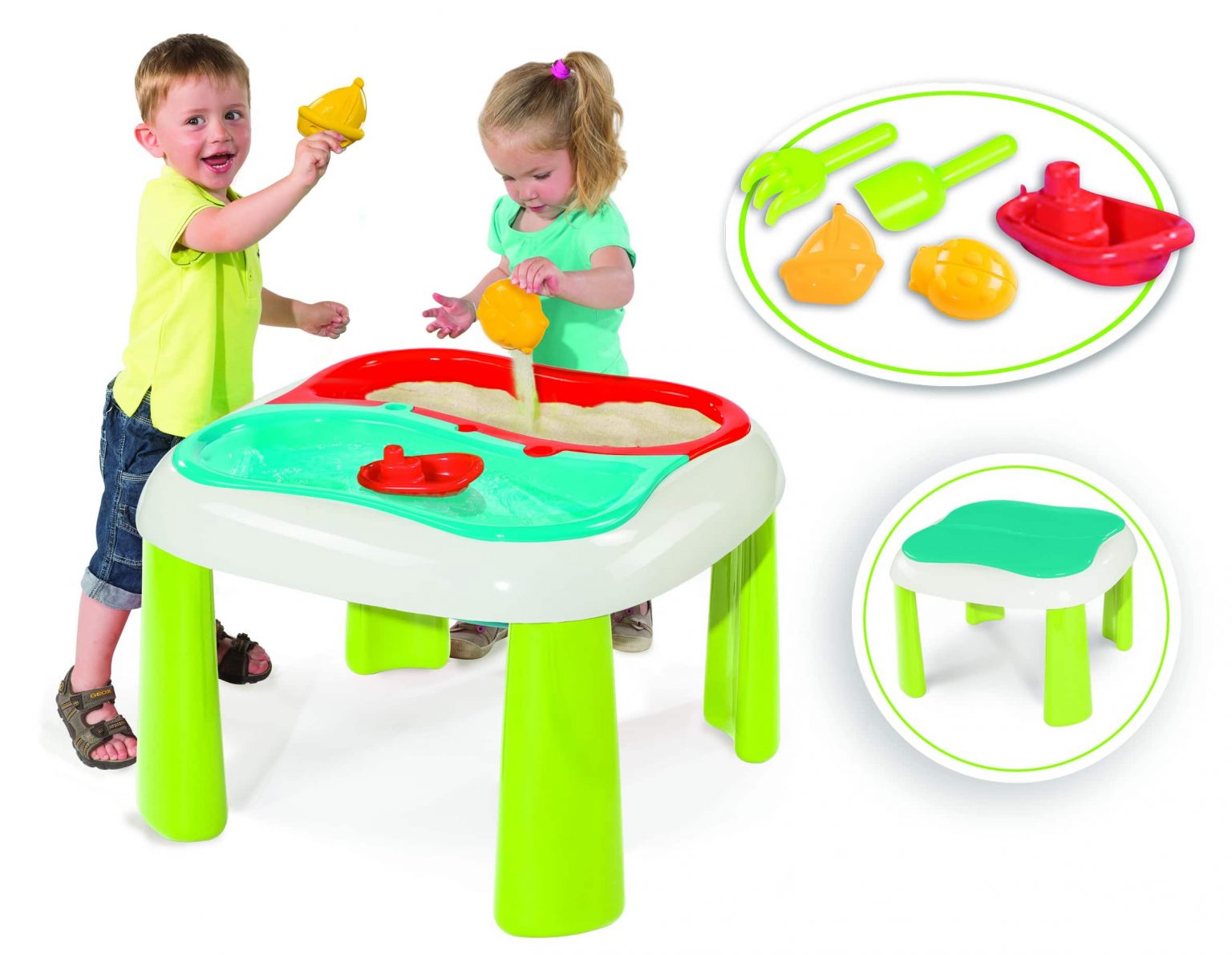 Table Jeux D'Eau Et Sable Pour Enfants - 37 Pièces, Bateaux Et Accessoires, Extérieur/Intérieur