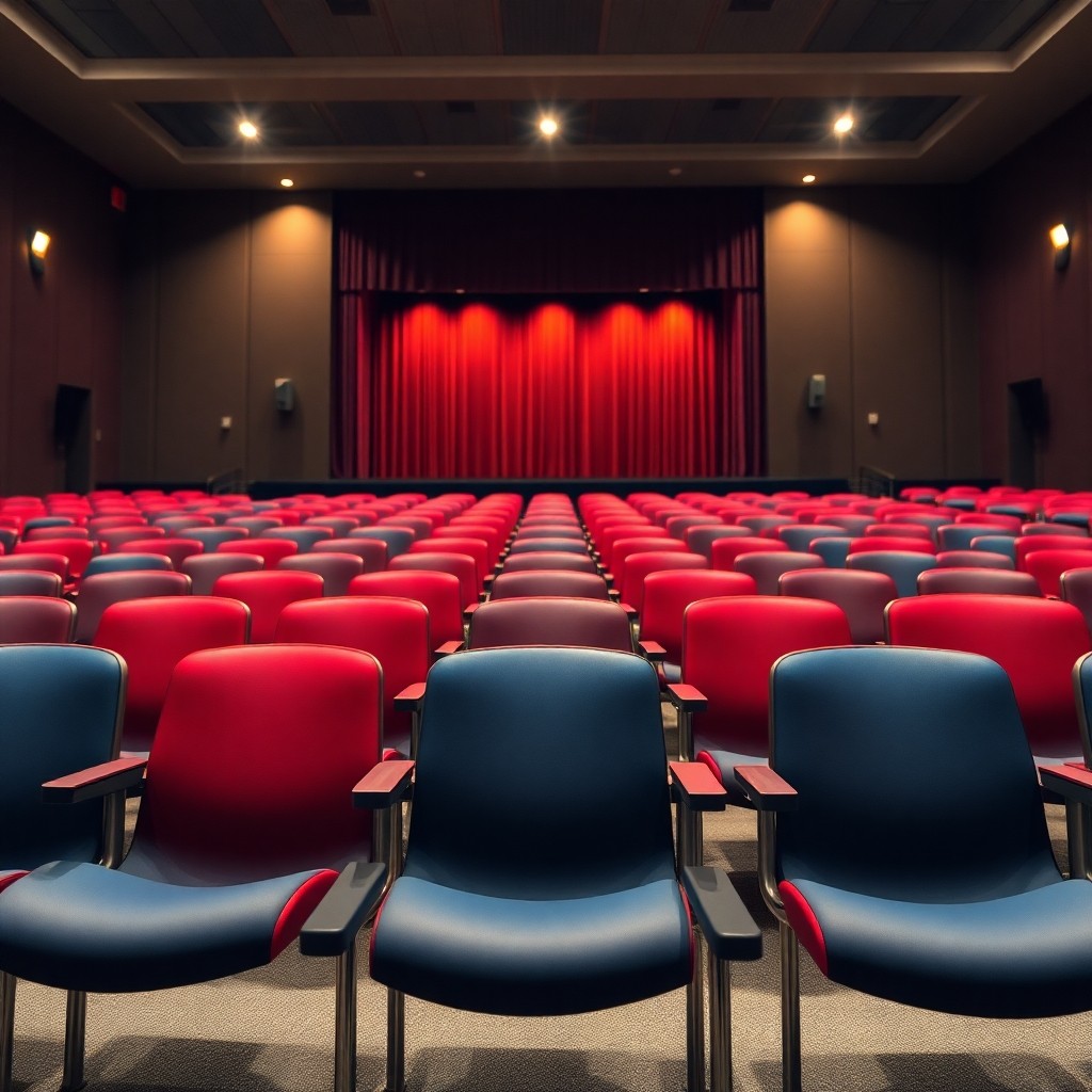 Top 5 Des Chaises De Théâtre Pour Les Spectacles Scolaires Aménagement d'une salle de spectacle avec une sélection du top 5 des chaises de théâtre pour les spectacles scolaires, montrant des sièges ergonomiques et colorés.