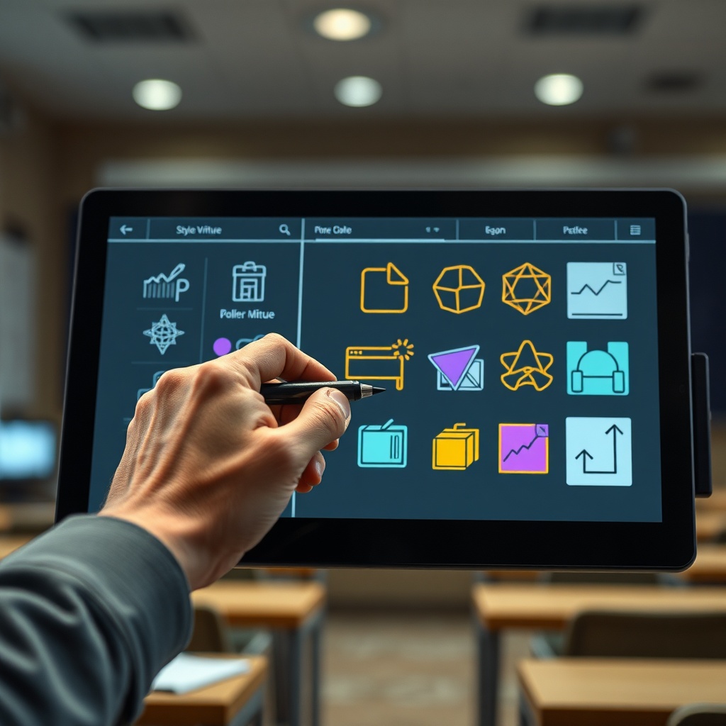 Interface tactile intuitive facilitant l'utilisation des écrans interactifs en classe selon un guide simple.