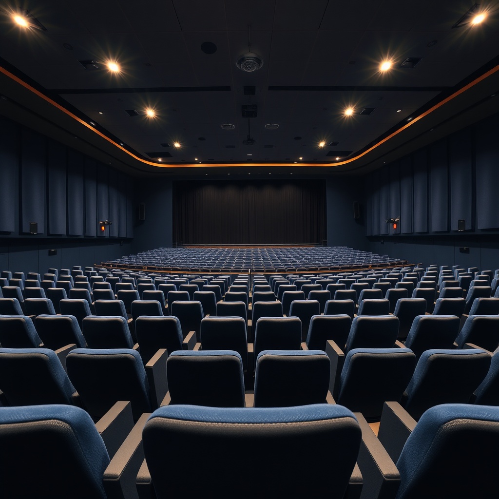 Top Chaises De Théâtre Professionnelles Et Confort 2026 Vue d'ensemble d'un auditorium moderne équipé de chaises de théâtre professionnelles et confortables, disposées en courbe pour une optimisation acoustique.