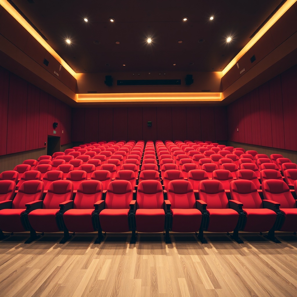 Chaises De Théâtre 2026 : Guide Ultime Rangées de chaises de théâtre modernes au design épuré et modulaire dans une salle de spectacle élégante