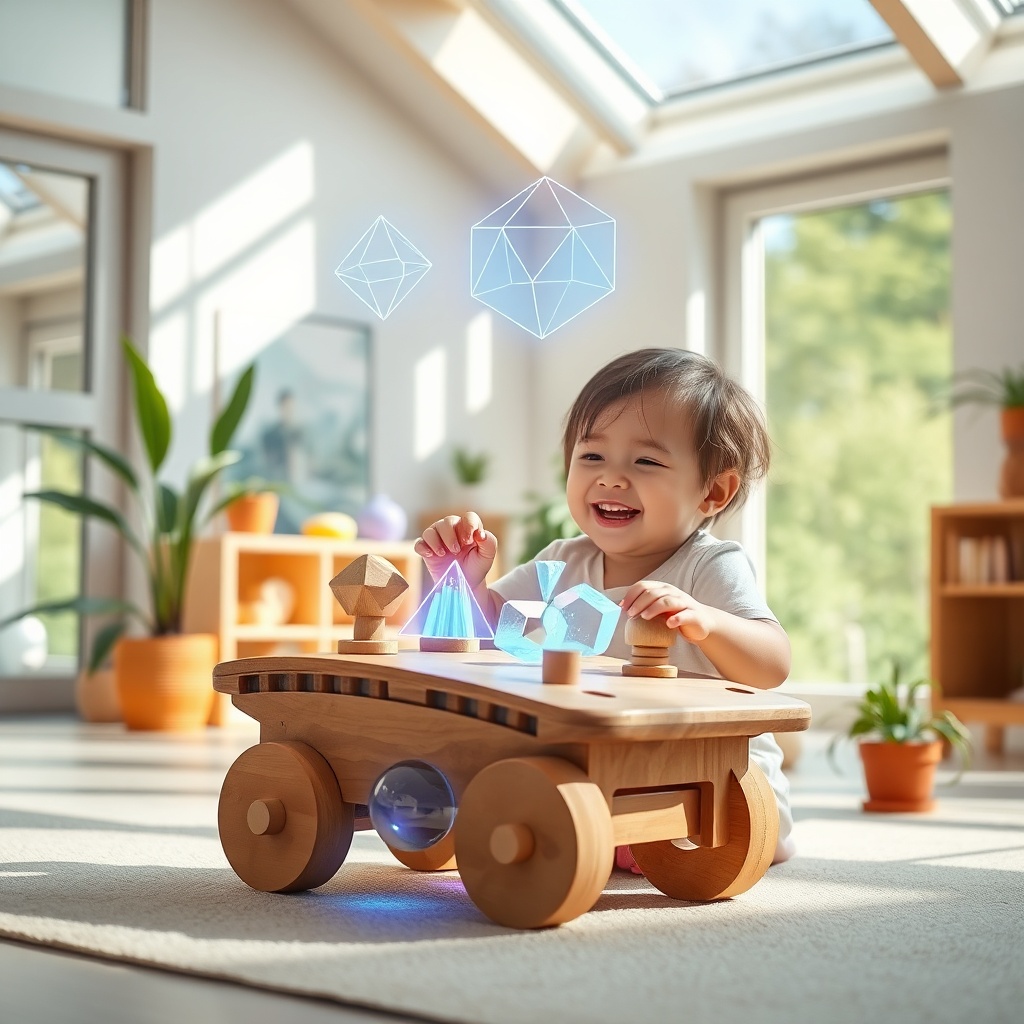 Guide Complet Des Jouets Éducatifs 2026 : Top 10 Éco‑tech Enfant s'émerveillant devant un jouet éducatif interactif alliant écologie et nouvelles technologies pour l'apprentissage.