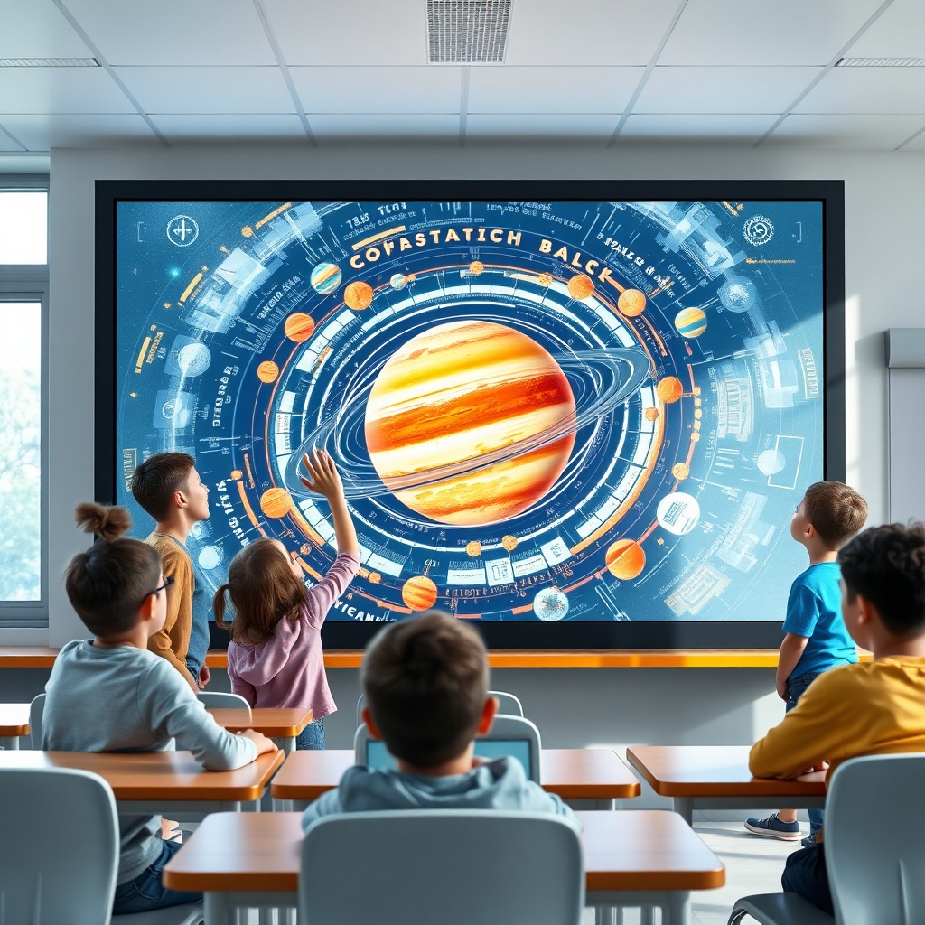 Écran Interactif Classe 2026 : Guide Ultime Élèves collaborant devant un écran interactif de classe lors d'une séance d'apprentissage numérique