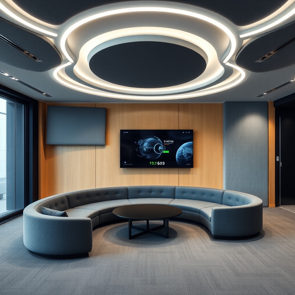 Idées aménagement bureau moderne avec mobilier modulable et solutions d'affichage interactif pour faciliter le travail collaboratif hybride.