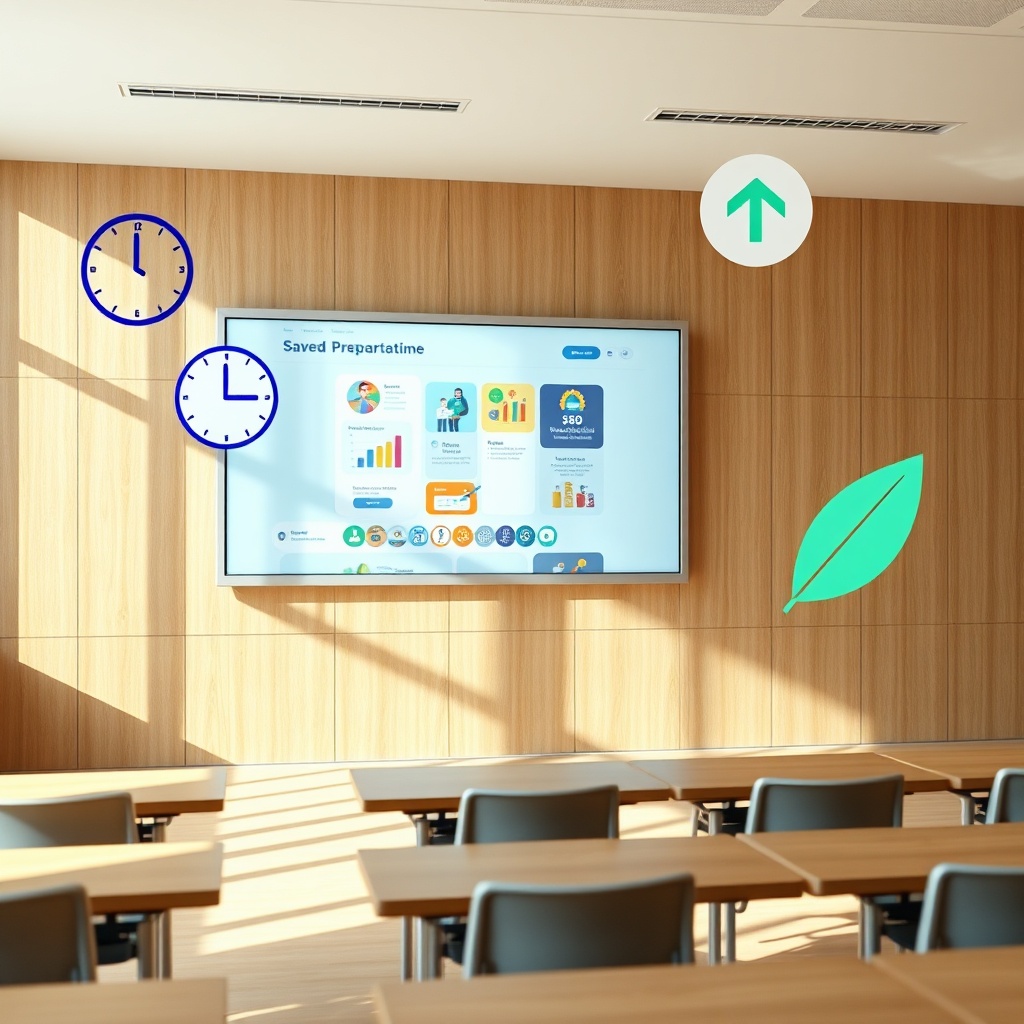 Écran Interactif École Rentabilité: ROI En 2026? Installation d'un écran interactif dans une école moderne, illustrant concrètement la rentabilité pédagogique et les gains d'efficacité grâce à une analyse fine du retour sur investissement éducatif.