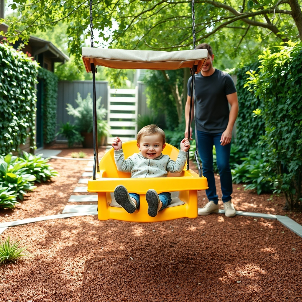 Installation sécurisée des meilleures balançoires bébé jardin dans un espace extérieur adapté au développement moteur du nourrisson