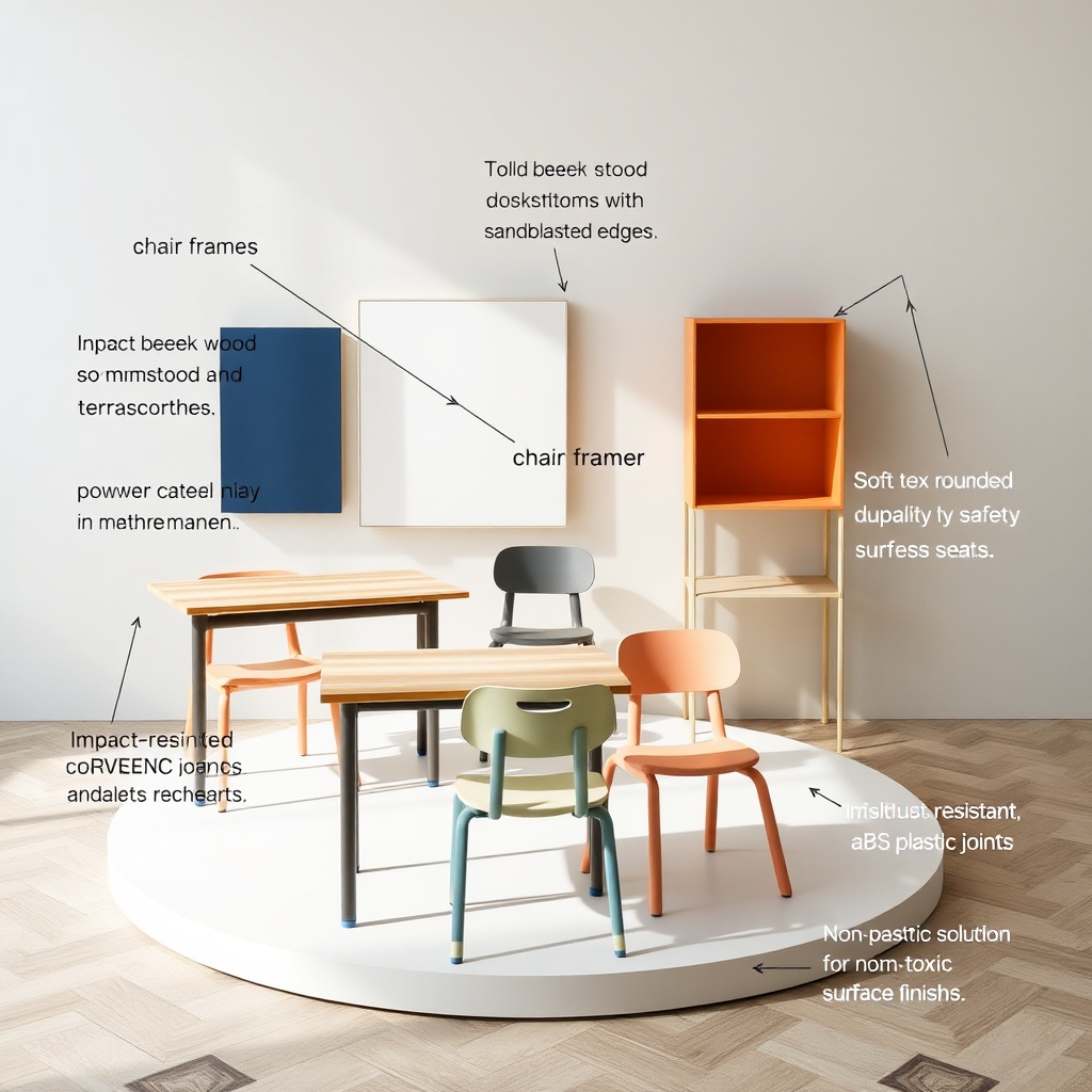 Sélection de tables et chaises école primaire Maroc en matériaux durables et certifiés sans formaldéhyde, garantissant résistance, sécurité et confort pour les élèves du primaire.