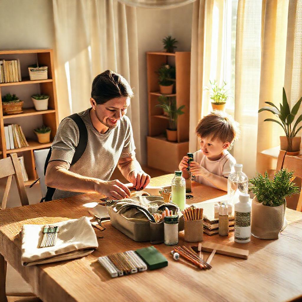 Sélection de fournitures scolaires écologiques et réutilisables préparées par une famille pour optimiser le budget de la rentrée scolaire.