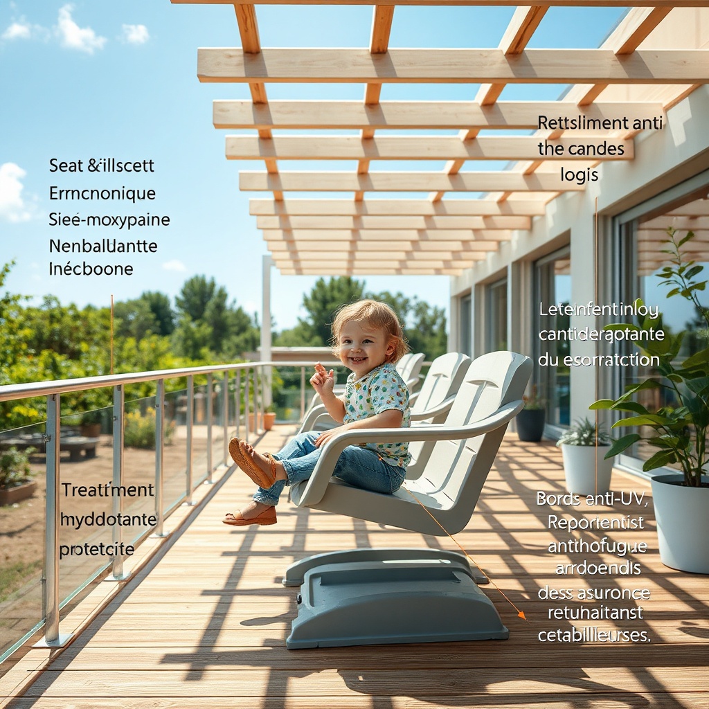 Détail montrant pourquoi cette meilleure balançoire enfant extérieur combine confort des assises, résistance aux intempéries et fixation au sol fiable pour une utilisation longue durée.